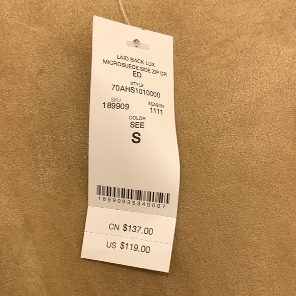 NWT Bebe Mini Dress Body-Hugging “Suede-like” Material Tan Small - Picture 11 of 12